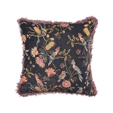 Coussin en velours à motif floral noir et rose 45 x 45 cm MORUS product