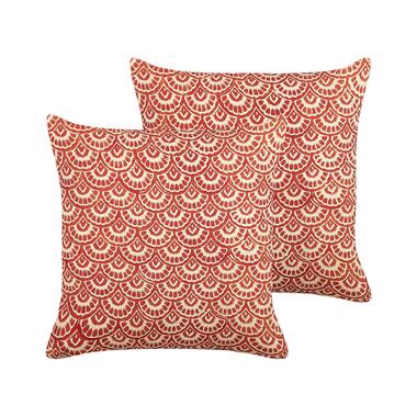 RHUS - Sierkussen set van 2 - Rood - 45 x 45 cm - Katoen product