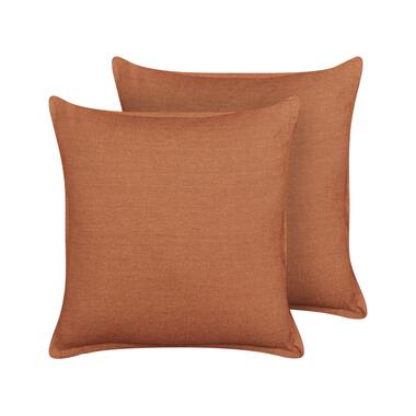 SAGINA - Sierkussen set van 2 - Oranje - 45 x 45 cm - Linnen product