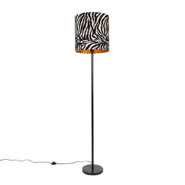 QAZQA lampadaire moderne abat-jour tissu noir zèbre 40 cm - simplo product