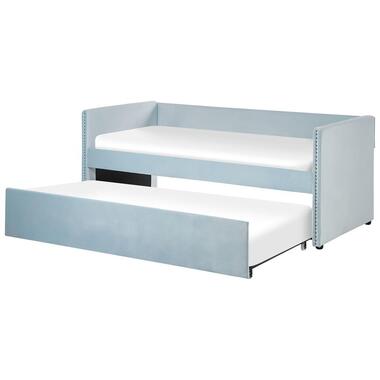 Lit avec sommier TROYES 90 x 200 cm Velours Bleu clair product
