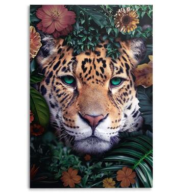 Glasschilderij Jungle luipaard - 116x78cm - Bont product