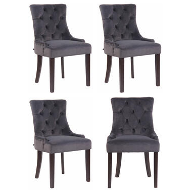 CLP Lot de 4 chaises de salle à manger Aberdeen marron foncé velours Gris product