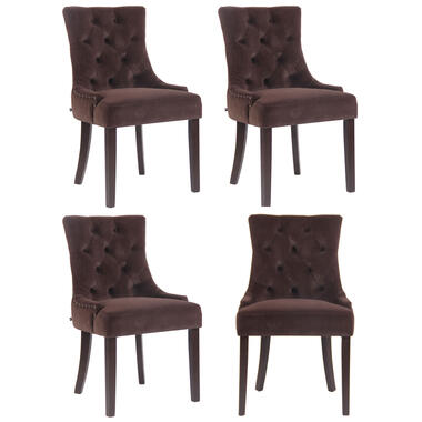 CLP Lot de 4 chaises de salle à manger Aberdeen marron foncé Velours marron product