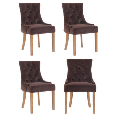 CLP Lot de 4 chaises de salle à manger Aberdeen marron clair Velours marron product