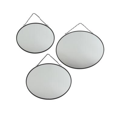 Orange85 Mirror Set of 3 Round Black Metal Wall Mirror (en anglais) product