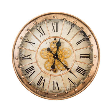 LW Collection Horloge murale radar Waylon marron 60cm engrenages mobiles product