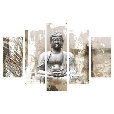 Set de 5 toiles imprimées Bouddha 150 x 100cm Blanc, Gris product