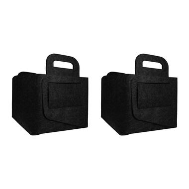 QUVIO Panier de rangement / organiseur feutre rectangle large – Noir - Lot de 2 product