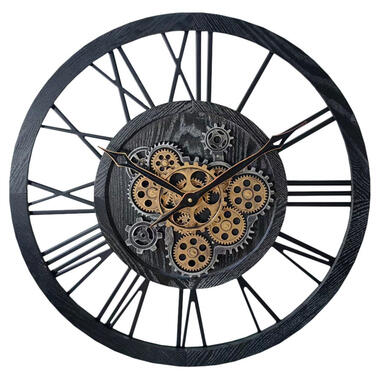 LW Collection Horloge murale radar Ziggy noir 60cm engrenages mobiles product