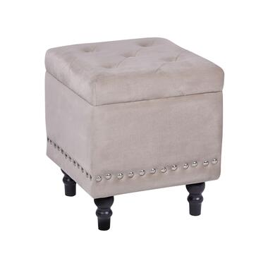 Pouf de rangement capitonné en velours beige LORETTO product