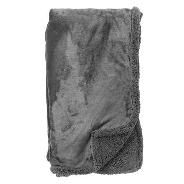 STANLEY - Plaid 150x200 cm - fleece deken met teddy en fleece - Charcoal Gray - product