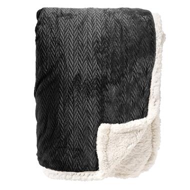 BOBBY - Plaid 150x200 cm - fleece deken met sherpa voering - Raven - zwart product