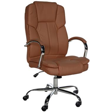 CLP Chaise de bureau XXL Xanthos Chrome Cadre - Similicuir - Marron clair product