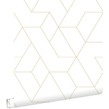 ESTAhome behangpapier - grafische lijnen - wit en goud - 50 x 900 cm product