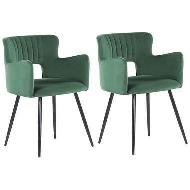Chaise de salle à manger Set de 2 Velours Vert foncé SANILAC product
