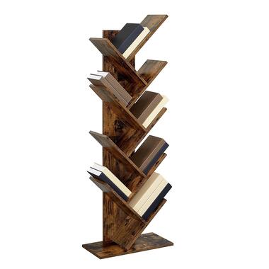 Parya Home - Houten Boekenkast - 8 niveaus - Vintage - Staande Plank - Bruin product