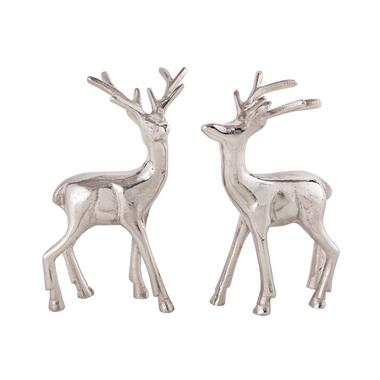 Parya Home - Deco figuur hert set van 2 tafeldecoratie metaal zilver product