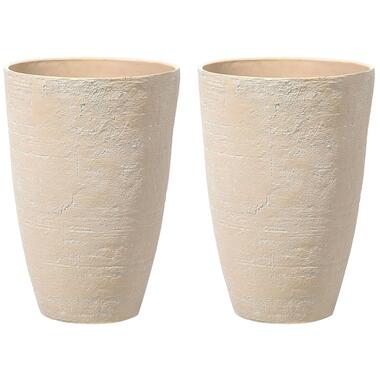 CAMIA - Bloempot set van 2 - Beige - 43 cm - Stenenmix product