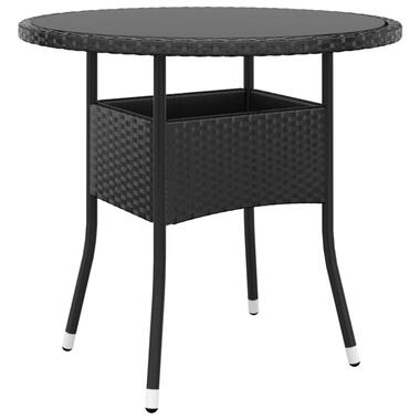 vidaXL Table de jardin Ø80x75 cm Verre trempé/résine tressée Noir product