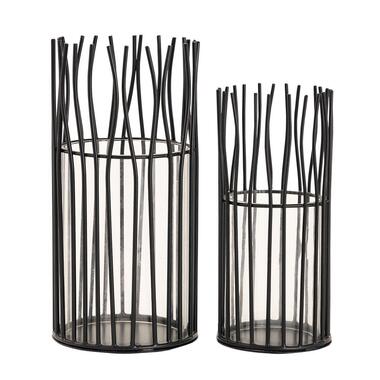 Parya Home - Ensemble de lanternes 2-piece Loft noir ou argent candélabre product