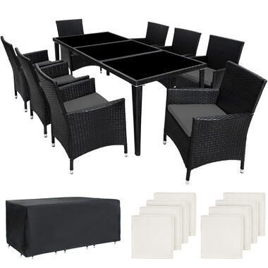 tectake - Wicker zitgroep 8 stoelen+tafel Monaco - zwart product