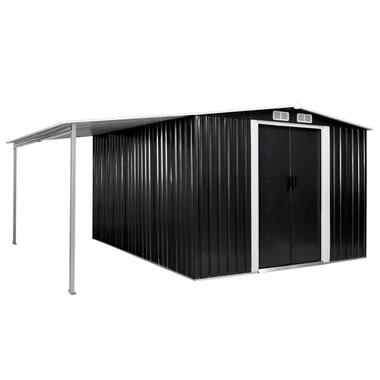 vidaXL Tuinschuur met schuifdeuren 386x312x178 cm staal antraciet product