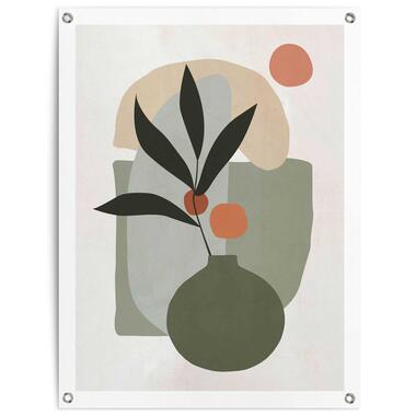 Tuinposter Vaas met bloemen - 80x60cm - Groen product