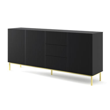 Dressoir Ravenna B Foil MDF 89x200x42 Zwart/Goud product