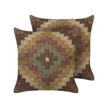 MAGURI - Sierkussen set van 2 - Bruin - 45 x 45 cm - Jute product