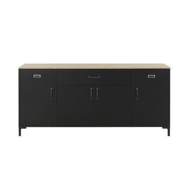 Diagone Dressoir Manchester - 82x40x180cm - Zwart/Eikenkleur product