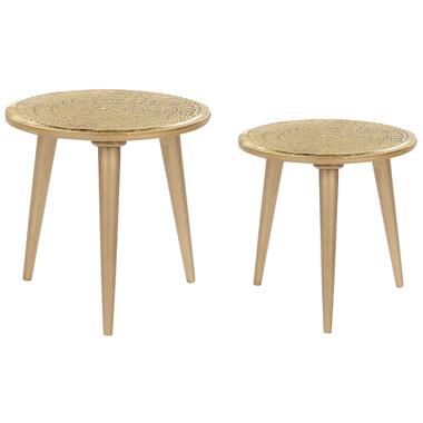 Lot de 2 tables d'appoint en bois de manguier dorées NARRA product