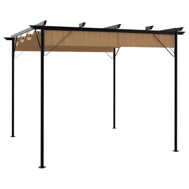 vidaXL Pergola avec toit rétractable taupe 3x3 m acier 180 g/m² product