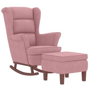 vidaXL - chaise à bascule avec tabouret - Rose - Velours product