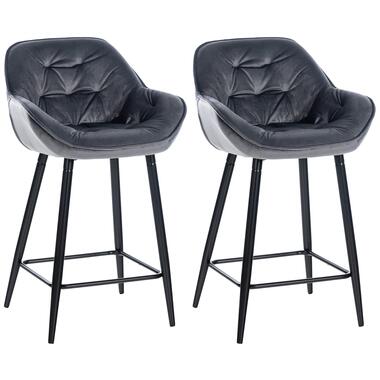 CLP Lot de 2 Tabouret de bar Gibson Noir Cadre - Velours - Gris foncé product