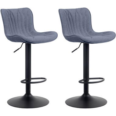 CLP Set van 2 Tabourets de bar Linus – Tissu - Bleu product