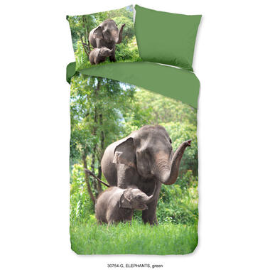 Good Morning Kinderdekbedovertrek "olifant" - Groen - (140x200/220 cm) - Katoen product