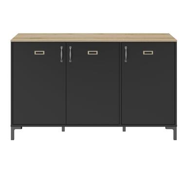 Diagone Dressoir Manchester - 3 deuren - Zwart/Eikenkleur product