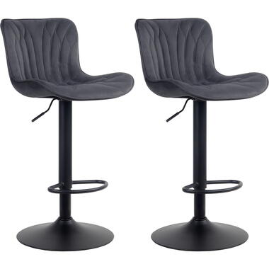 CLP Lot de 2 Tabouret de bar Linus Noir mat Cadre - Velours - Noir product