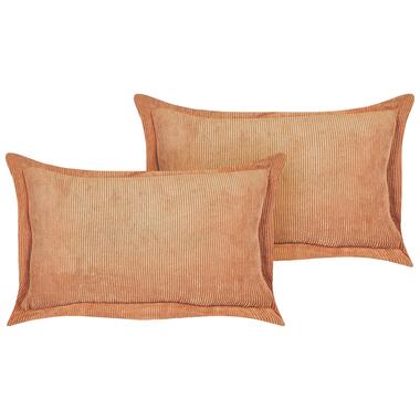 Lot de 2 coussins en velours côtelé 47 x 27 cm marron clair ZINNIA product