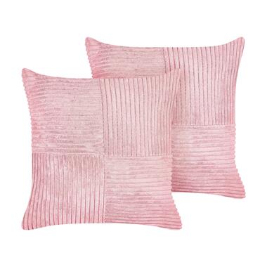 MILLET - Sierkussen set van 2 - Roze - 43 x 43 cm - Corduroy product