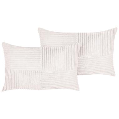 MILLET - Sierkussen set van 2 - Wit - 47 x 27 cm - Corduroy product