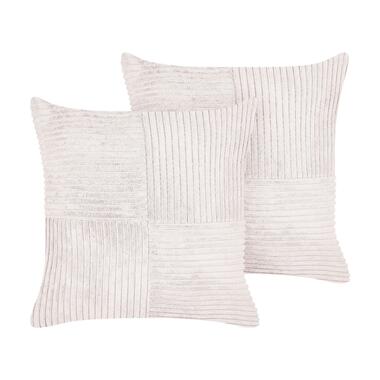 MILLET - Sierkussen set van 2 - Wit - 43 x 43 cm - Corduroy product