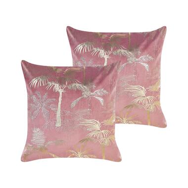 CARANDAY - Sierkussen set van 2 - Roze - 45 x 45 cm - Fluweel product