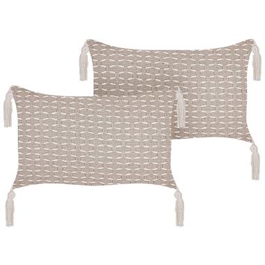 HAKONE - Set van 2 kussens - Taupe - 45 x 25 cm - Polyester product