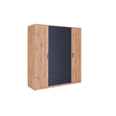 Liora armoire de rangement 4 portes, 2 tiroirs gris, Artisan chêne product