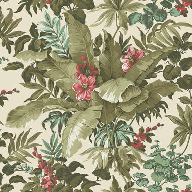 Dutch Wallcoverings - Asperia- Canopy wit/groen/roze - A55802 product