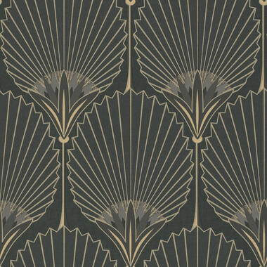 Dutch Wallcoverings - Asperia- Nile Palm zwart/goud - A54901 product