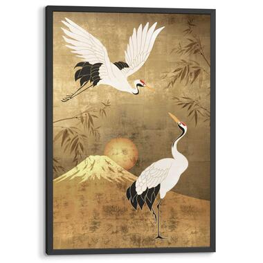 Ingelijste poster - Kraanvogels - 93x63 cm Hout product