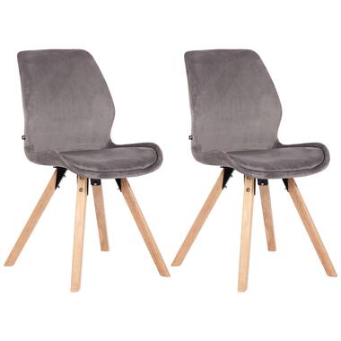 CLP Set van 2 chaise salle à manger Luna Nature Frame - Velours - Gris product